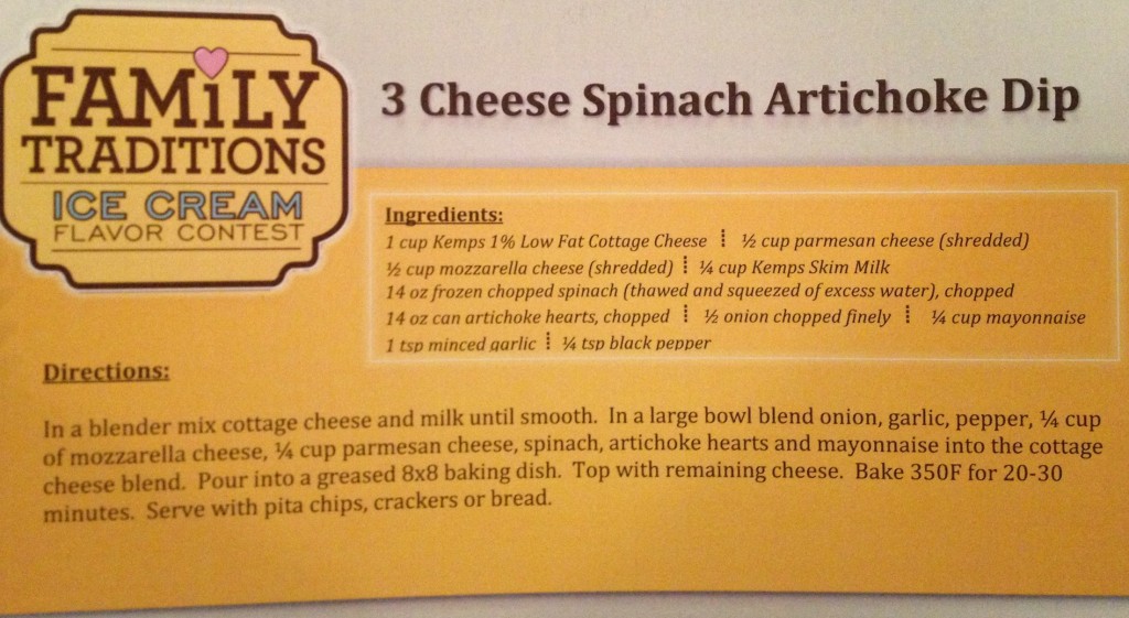 3 cheese spinach artichoke dip recipe from kemps