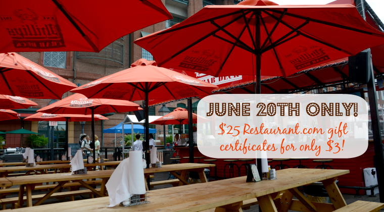 June 20th Only: $3 Gets You a $25 Restaurant Gift Certificate!