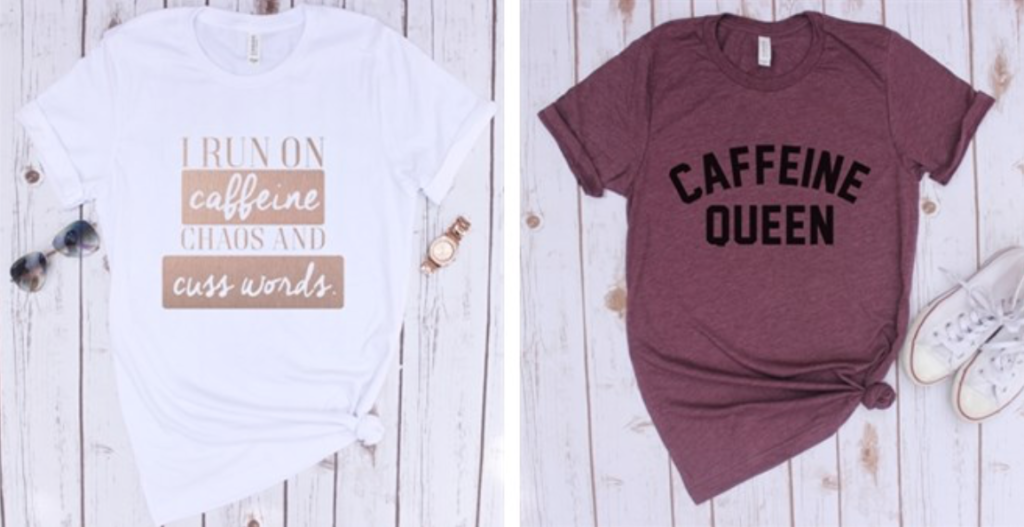 caffeine queen t-shirts 