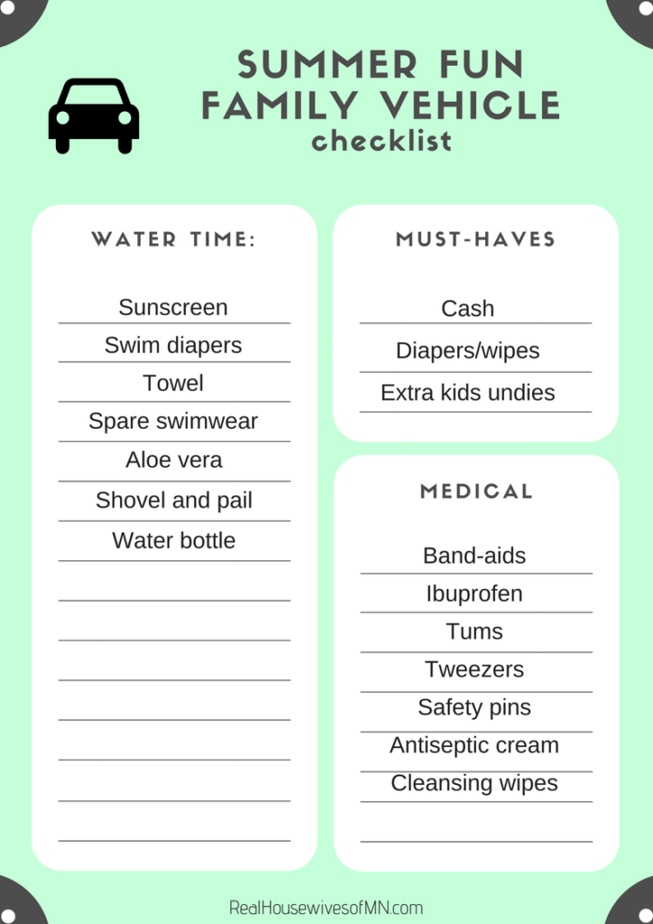 summer fun family car checklist